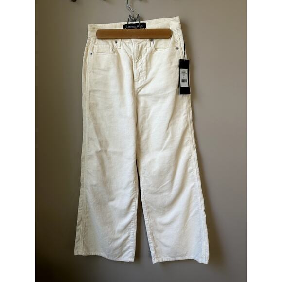 $278 Veronica Beard High Rise Taylor Corduroy Cropped Wide-Leg Cream Pant Sz 26 - Picture 2 of 12